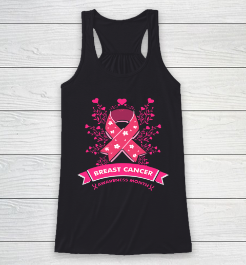 Breast Cancer Awareness Month Pink Ribbon Racerback Tank