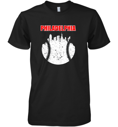 Vintage Philadelphia Cityscape Baseball Retro Premium Men's T-Shirt