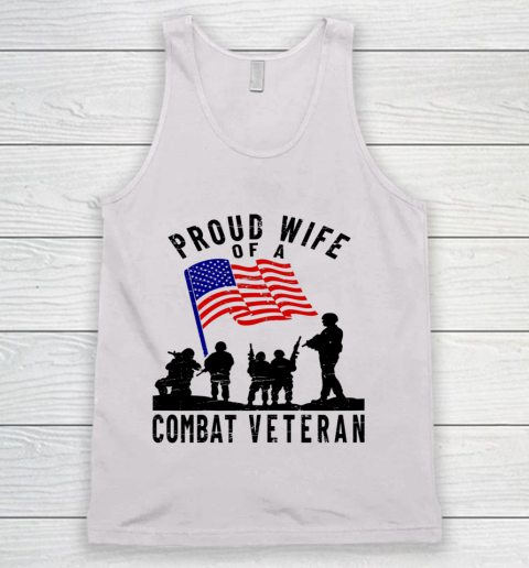 Veteran Shirt Proud Wife of a Combat Veteran Retro US Flag Military Family Tank Top