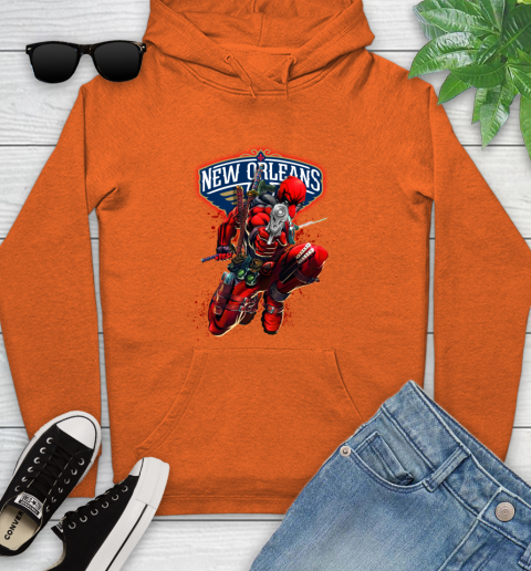 NBA Deadpool Marvel Comics Sports Basketball New Orleans Pelicans Youth Hoodie 5