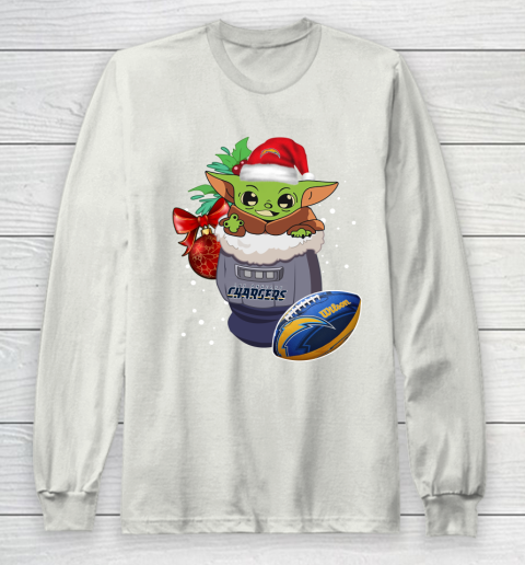 Los Angeles Chargers Christmas Baby Yoda Star Wars Funny Happy NFL Long Sleeve T-Shirt 12