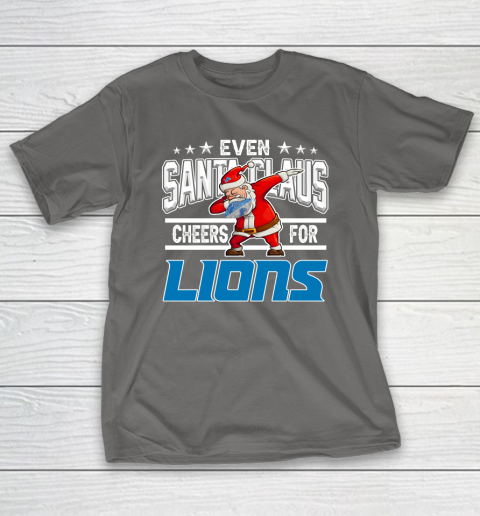 Detroit Lions Even Santa Claus Cheers For Christmas NFL T-Shirt 8