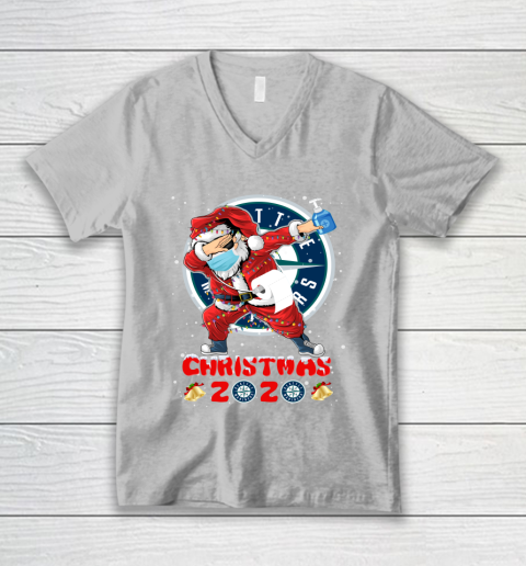 Seattle Mariners Funny Santa Claus Dabbing Christmas 2020 MLB V-Neck T-Shirt 3