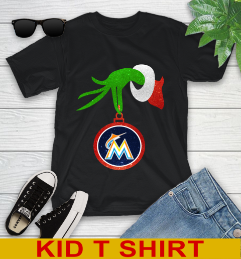 Miami Marlins Grinch Merry Christmas MLB Baseball Youth T-Shirt 2