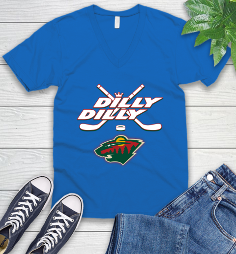 NHL Minnesota Wild Dilly Dilly Hockey Sports V-Neck T-Shirt 6