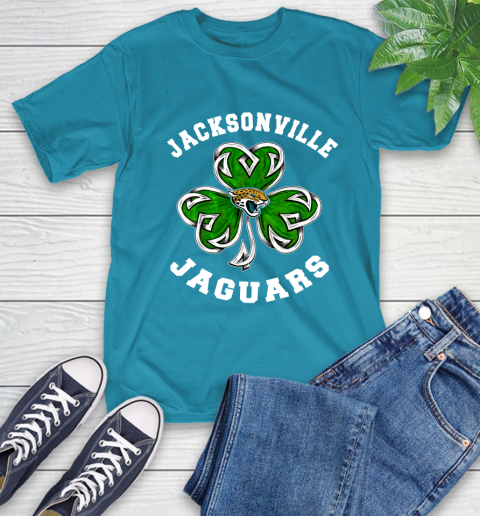 NFL Jacksonville Jaguars Three Leaf Clover St Patrick's Day Football Sports T-Shirt 9