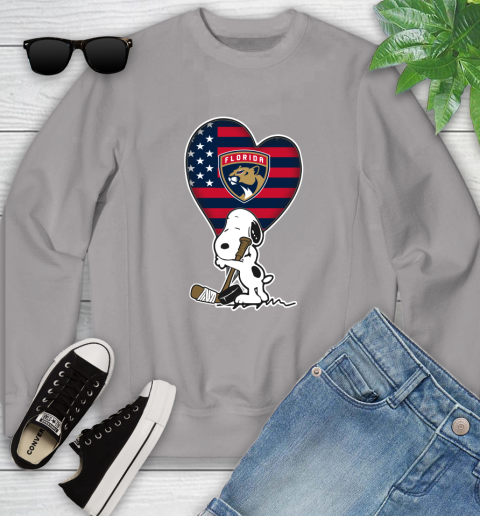 Florida Panthers NHL Hockey The Peanuts Movie Adorable Snoopy Youth Sweatshirt 4