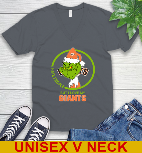 San Francisco Giants MLB Christmas Grinch I Hate People But I Love My Favorite Baseball Team V-Neck T-Shirt 5