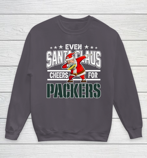 Green Bay Packers Even Santa Claus Cheers For Christmas NFL Youth Sweatshirt 5