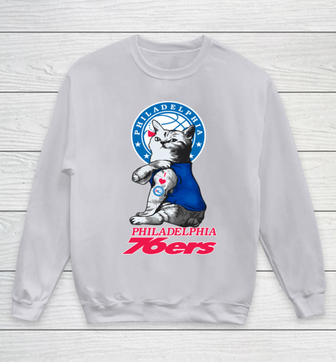 NBA Basketball My Cat Loves Philadelphia 76ers Youth Sweatshirt 3