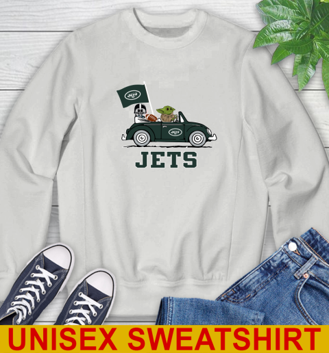 NFL Football New York Jets Darth Vader Baby Yoda Driving Star Wars Shirt Sweatshirt 5