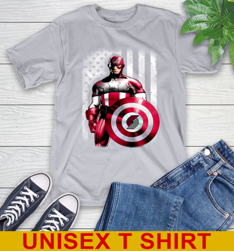 Portland Trail Blazers NBA Basketball Captain America Marvel Avengers American Flag Shirt T-Shirt 5