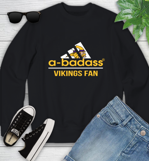 NFL A Badass Minnesota Vikings Fan Adidas Football Sports Youth Sweatshirt