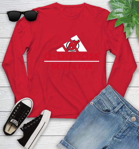 NHL A Badass New Jersey Devils Fan Adidas Hockey Sports Youth Long Sleeve 11