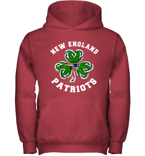 NFL New England Patriots Three Leaf Clover St Patrick's Day Football Sports Z87WNB43Brk youth hoodie 43 95 151514 front red