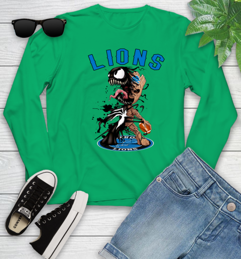 NFL Detroit Lions Football Venom Groot Guardians Of The Galaxy Youth Long Sleeve 6