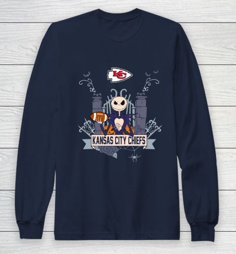 NFL Kansas City Chiefs Football Jack Skellington Halloween Long Sleeve T-Shirt 2
