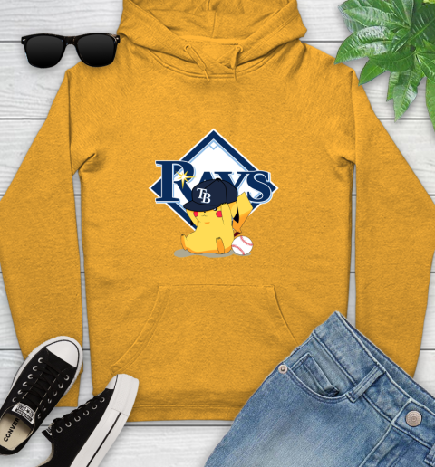 MLB Pikachu Baseball Sports Tampa Bay Rays Youth Hoodie 3
