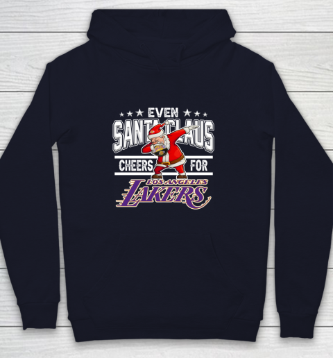 Los Angeles Lakers Even Santa Claus Cheers For Christmas NBA Youth Hoodie 2