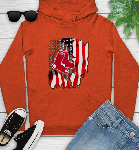 Boston Red Sox MLB Baseball American Flag Youth Hoodie 4