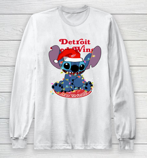 Detroit Red Wings NHL Hockey noel stitch Christmas Long Sleeve T-Shirt