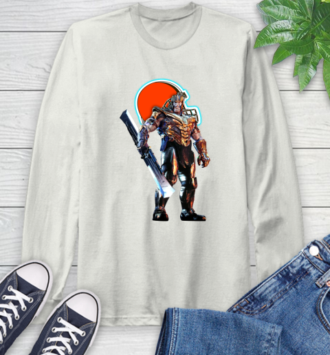 NFL Thanos Gauntlet Avengers Endgame Football Cleveland Browns Long Sleeve T-Shirt 12