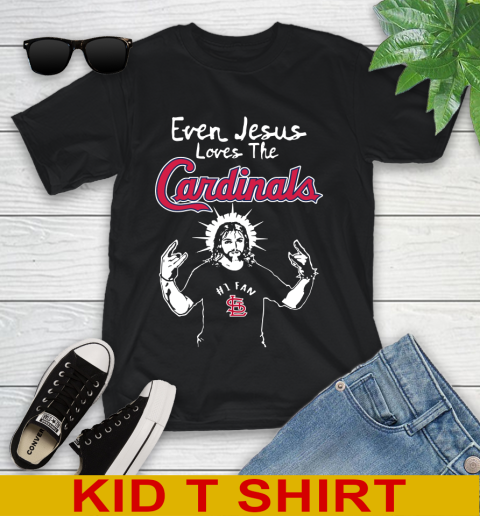 St.Louis Cardinals MLB Baseball Even Jesus Loves The Cardinals Shirt Youth T-Shirt