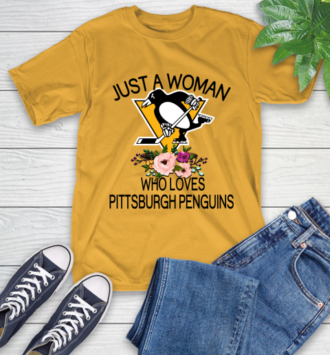NHL Just A Woman Who Loves Pittsburgh Penguins Hockey Sports T-Shirt 2