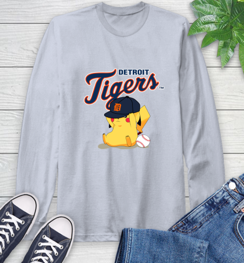 MLB Pikachu Baseball Sports Detroit Tigers Long Sleeve T-Shirt 6