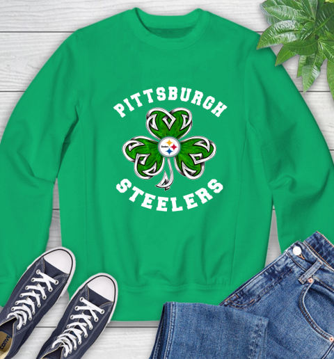 NFL Pittsburgh Steelers Three Leaf Clover St Patrick's Day Football Sports Sweatshirt 7