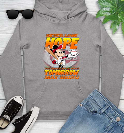 Cincinnati Reds MLB Baseball Mickey Disney Never Lose Hope Youth Hoodie 6