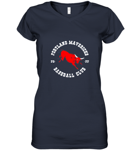 mqar portland shirt cows mavericks baseball vintage for awesome women v neck t shirt 39 front navy