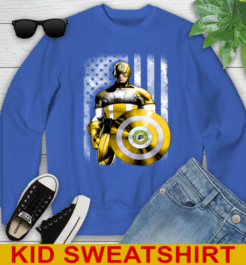 Indiana Pacers NBA Basketball Captain America Marvel Avengers American Flag Shirt Youth Sweatshirt 6