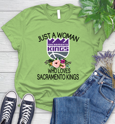 NBA Just A Woman Who Loves Sacramento Kings Basketball Sports Women's T-Shirt 7