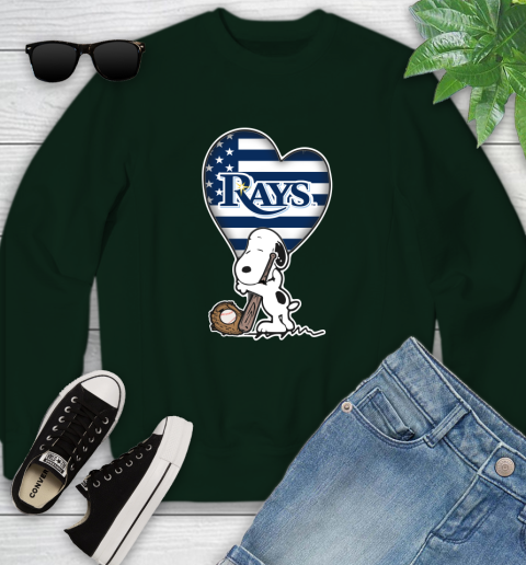 Tampa Bay Rays MLB Baseball The Peanuts Movie Adorable Snoopy Youth Sweatshirt 10