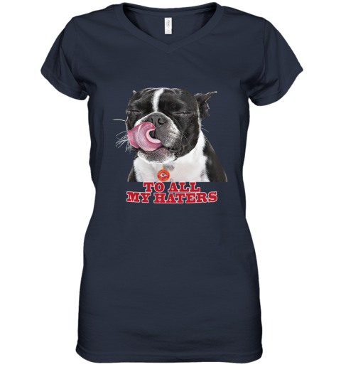 Kansas City Chiefs To All My Haters Dog Licking n1x3 kansas city chiefs to all my haters dog licking women v neck t shirt 39 front navy