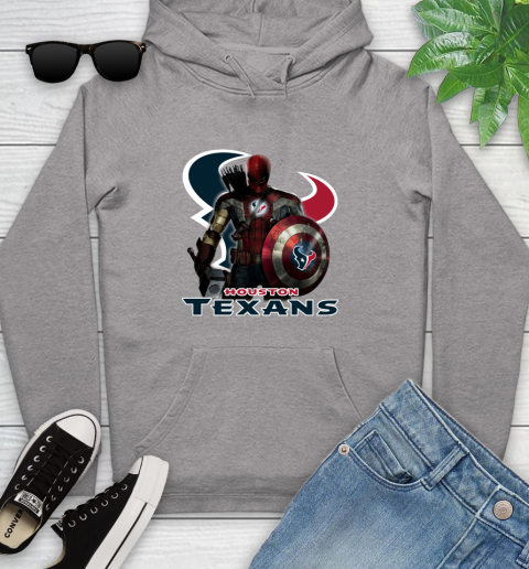 NFL Captain America Thor Spider Man Hawkeye Avengers Endgame Football Houston Texans Youth Hoodie 6