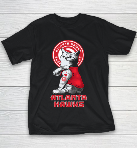 NBA Basketball My Cat Loves Atlanta Hawks Youth T-Shirt