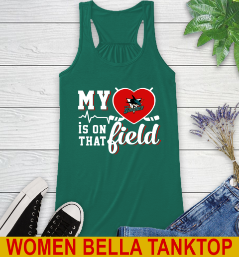 NHL My Heart Is On That Field Hockey Sports San Jose Sharks Racerback Tank 5