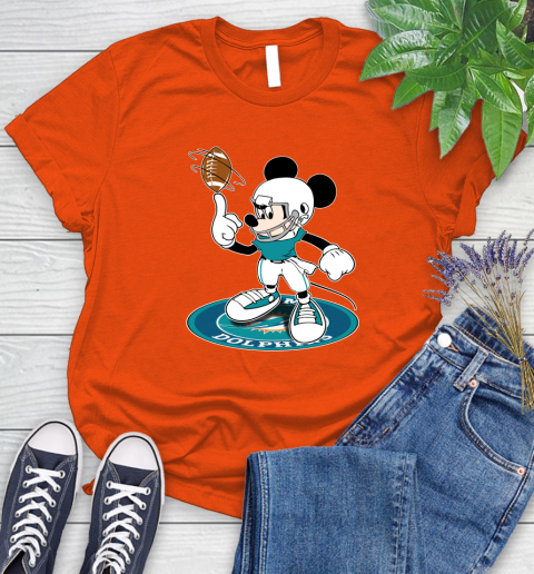 NFL Football Miami Dolphins Cheerful Mickey Disney Shirt Women's T-Shirt 4
