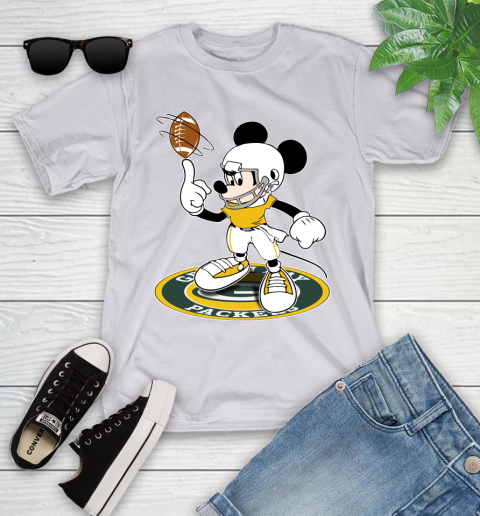 NFL Football Green Bay Packers Cheerful Mickey Disney Shirt Youth T-Shirt 4
