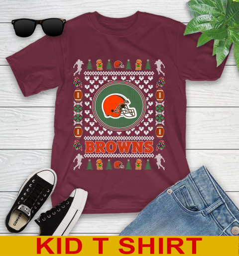 Cleveland Browns Merry Christmas NFL Football Loyal Fan Youth T-Shirt 5