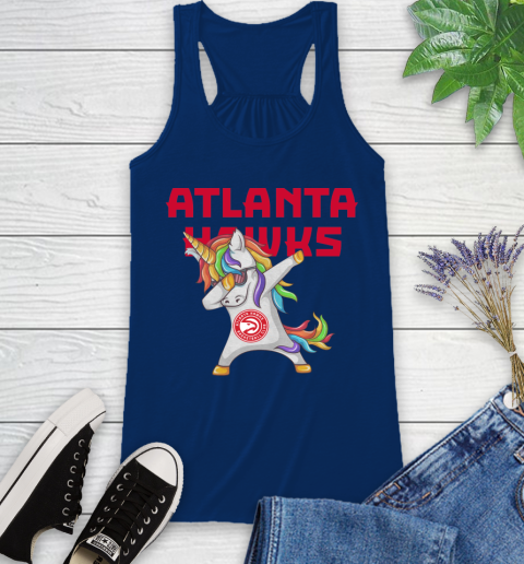 Atlanta Hawks NBA Basketball Funny Unicorn Dabbing Sports Racerback Tank 9