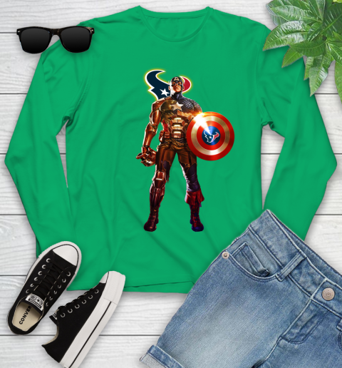 NFL Captain America Marvel Avengers Endgame Football Sports Houston Texans Youth Long Sleeve 6