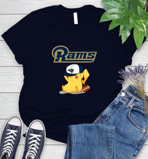 NFL Pikachu Football Sports Los Angeles Rams Women's T-Shirt 3