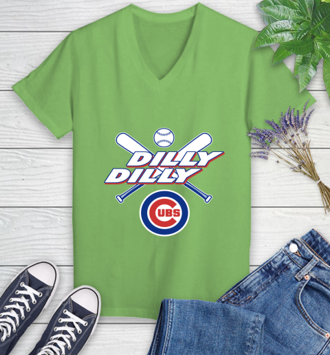 MLB Chicago Cubs Dilly Dilly Baseball Sports Women's V-Neck T-Shirt 11