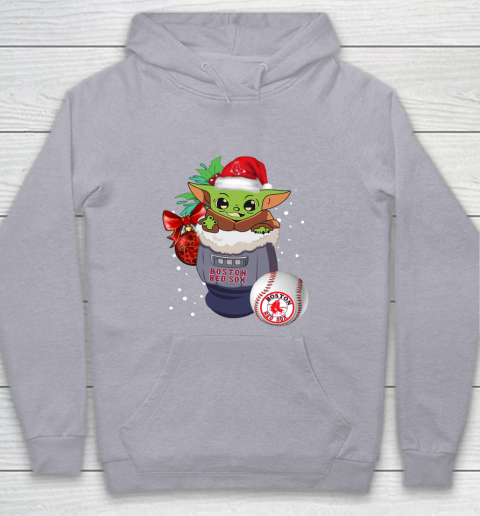 Boston Red Sox Christmas Baby Yoda Star Wars Funny Happy MLB Youth Hoodie 5