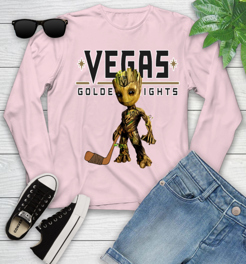 Vegas Golden Knights NHL Hockey Groot Marvel Guardians Of The Galaxy Youth Long Sleeve 10