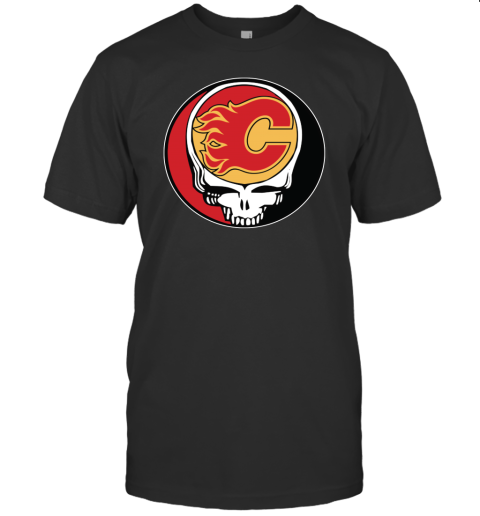 Calgary Flames Grateful Dead Steal Your Face Hockey Nhl Shirts Men Cotton T-Shirt