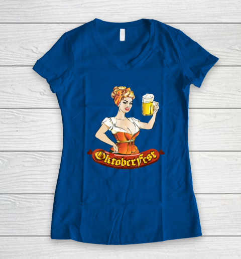 Barmaid Oktoberfest Dirndl Bratwurst German Woman Costume T Shirt Women's V-Neck T-Shirt 5
